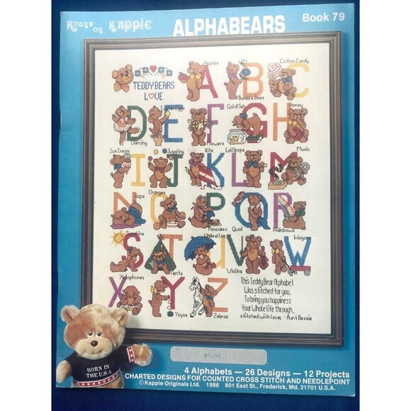 Alpha Bears 26 Designs 12 Projects Cross Stitch and Needle Point - Picture 2 of 4
